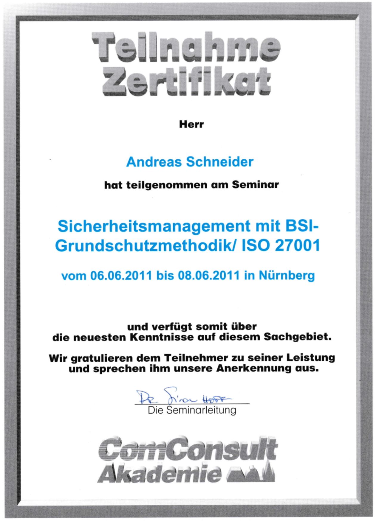 BSI-Grundschutz / ISO 27001 – ComConsult Akademie