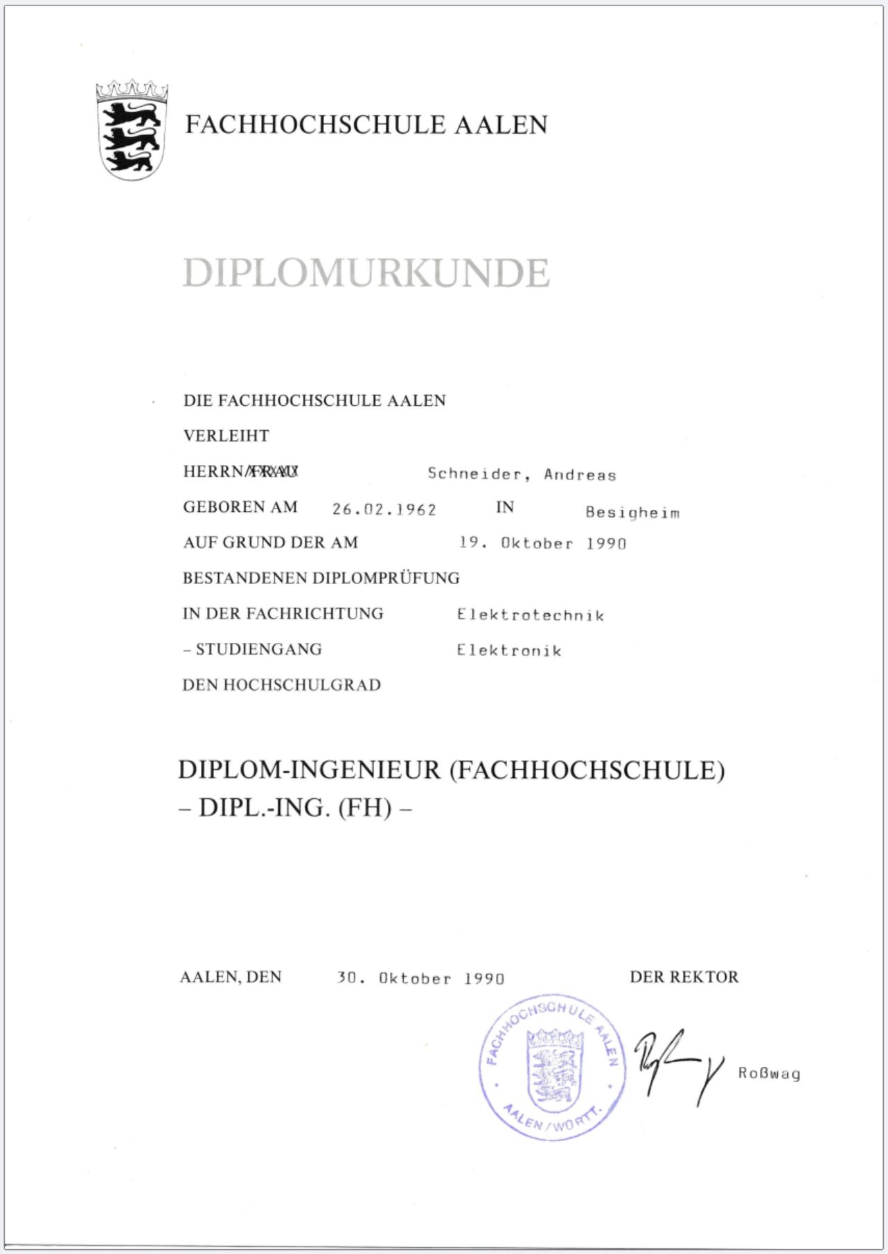 Dipl.-Ing. (FH) Elektrotechnik – FH Aalen