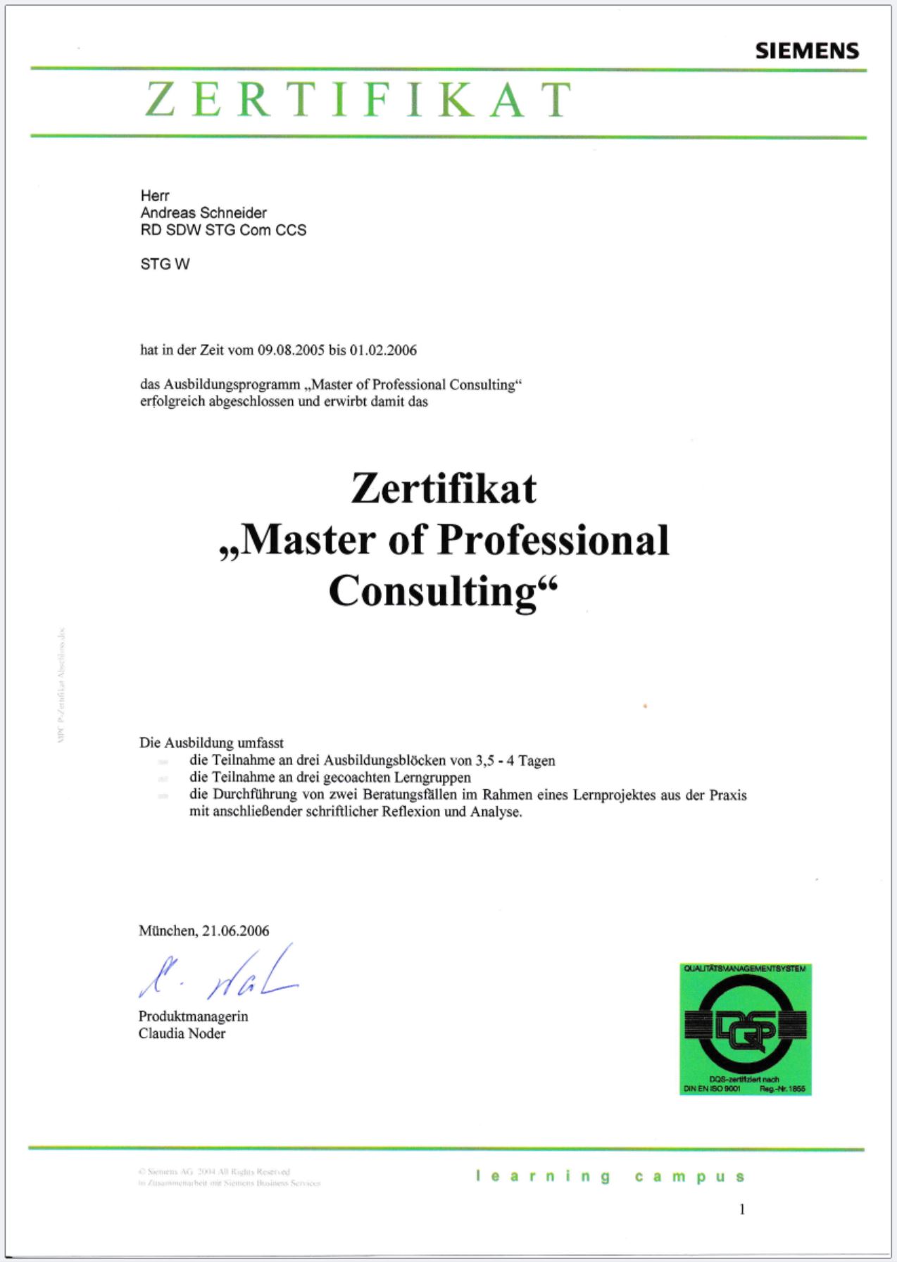 Master of Professional Consulting – Siemens